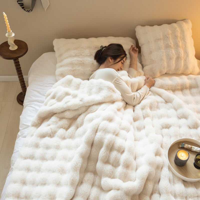 Premium Rabbit Velvet Blanket - Soft, Warm & Thick Polyester Throw