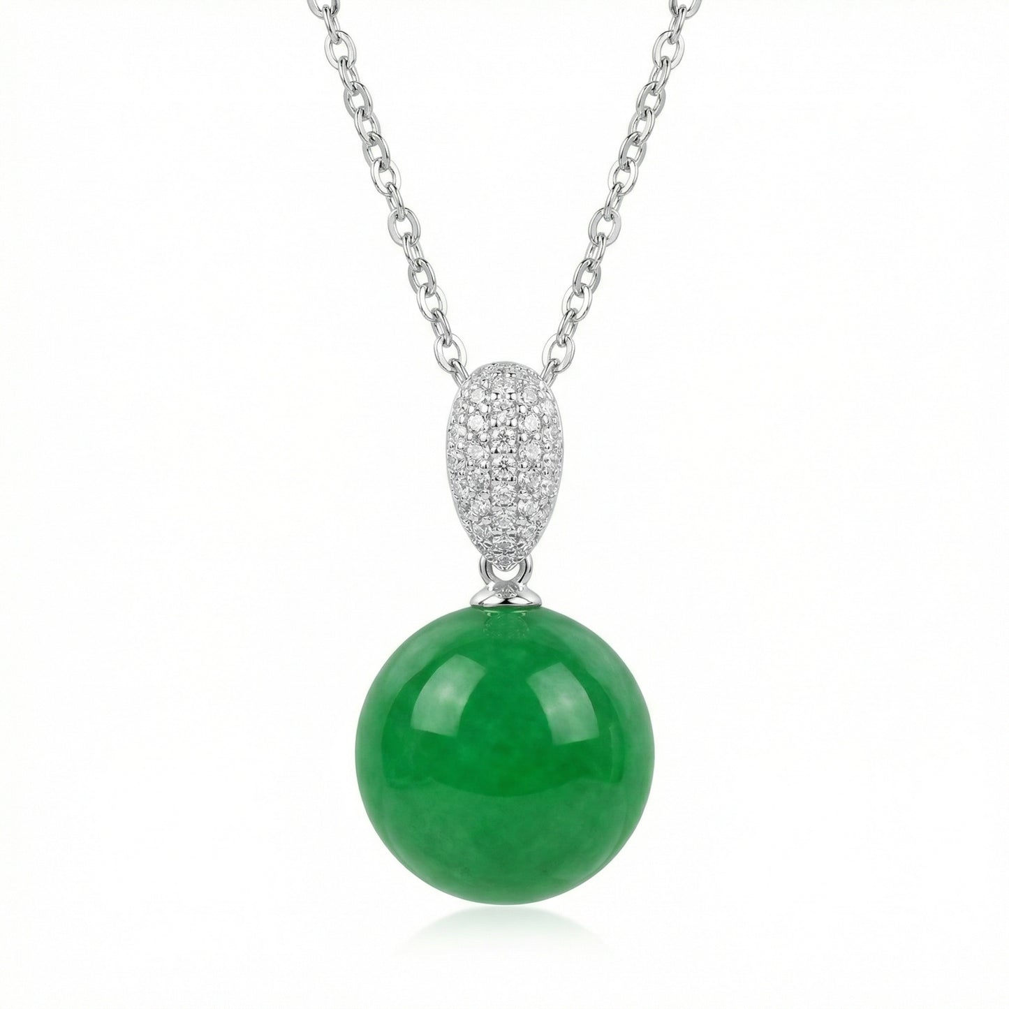 Polished green jade sphere pendant