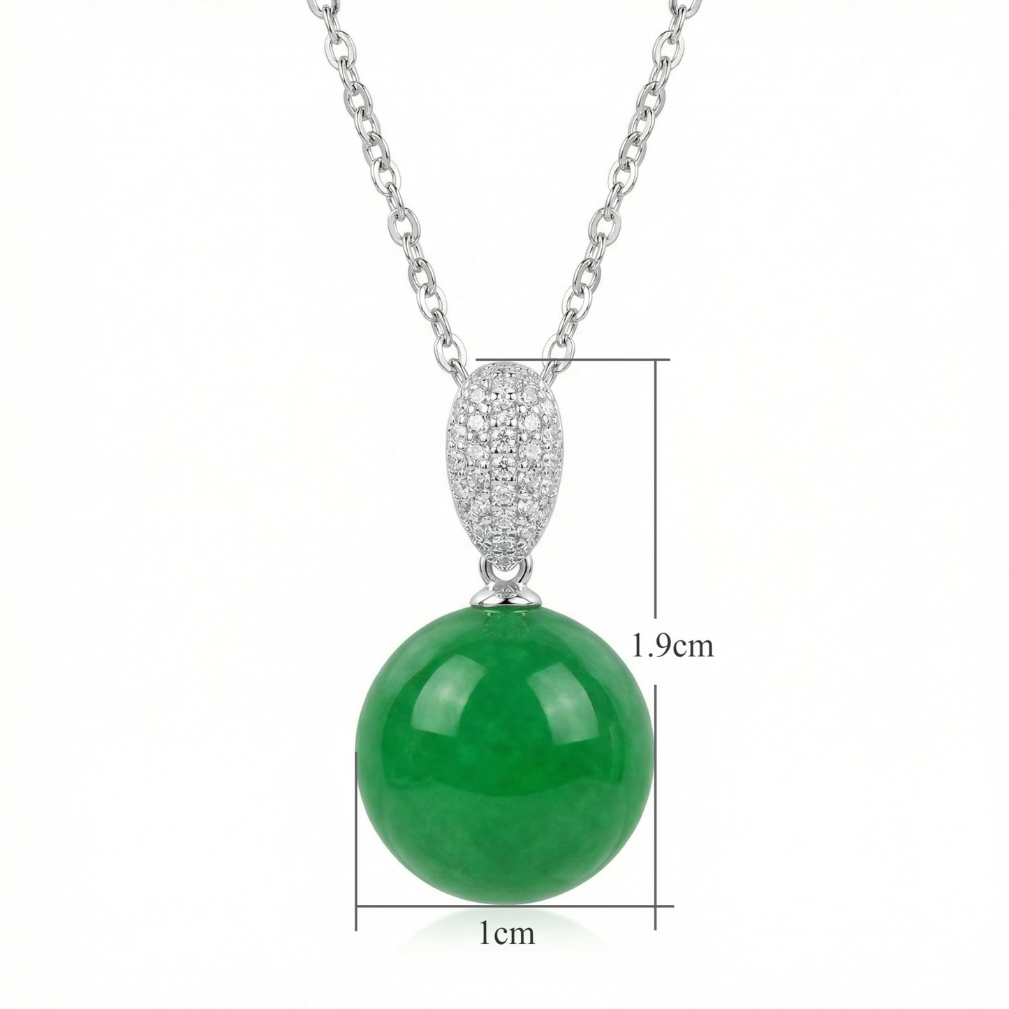 Polished green jade sphere pendant