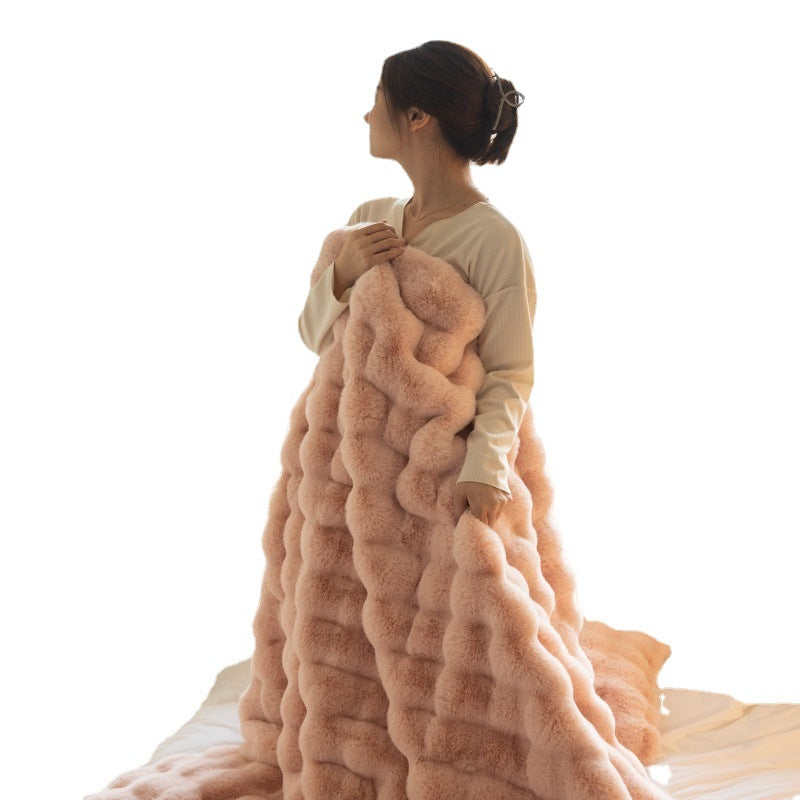 Premium Rabbit Velvet Blanket - Soft, Warm & Thick Polyester Throw